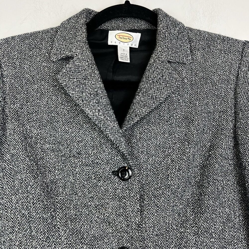 Talbots Women's Gray Herringbone Single Breasted … - image 3
